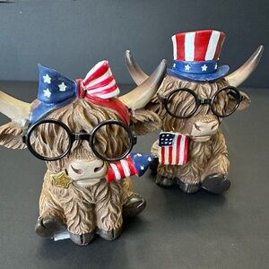 Hobby Lobby  Highland Cow Figurines - Patriotic